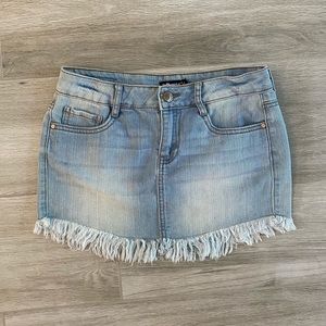 Dollhouse Fringed Edge Denim Blue Jean Shirt Size 3